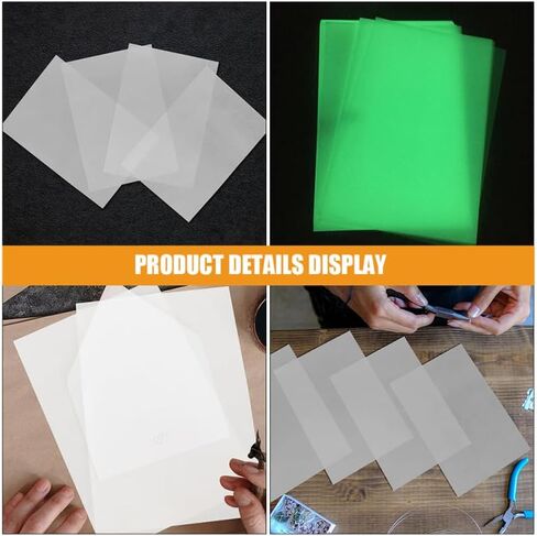 6 قطع من أوراق SEWACC المتوهجة في الظلام المنكمشة بالحرارة، أوراق حرفية لامعة قابلة للانكماش مقاس 7.86 × 5.70 بوصة، ورق منكمش بلاستيكي للفنون والحرف اليدوية in Kuwait