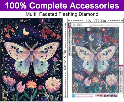 مجموعات الفن الماسي croshom للبالغين، مجموعات الرسم الماسي على شكل فراشة للبالغين، طقم الرسم الفني الماسي للبالغين، 5D DIY الكامل للحرف اليدوية للهدايا، ديكور جدار المنزل 11.8 بوصة × 15.7 بوصة in Kuwait