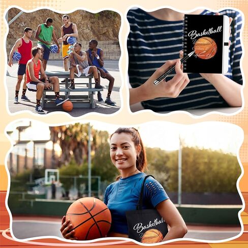 6 Pcs Basketball Gift Set for Women Men, Basketball Tote Bag, Makeup Bag, Socks, Ballpoint Pen, Bracelet, Notebook, Party Favors Team Birthday Gifts for Players Sports Lover Athlete Friends in Saudi Arabia