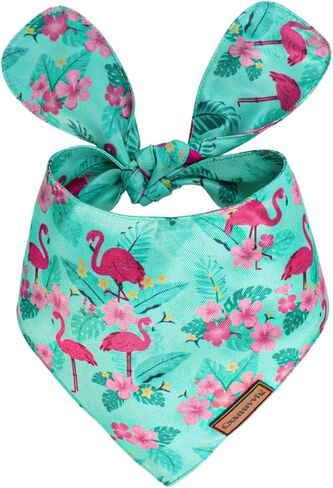 Luxury Double-Layer Dog Birthday Bandana – Handmade, Silk-Soft Polyester for All Dog Sizes | Birthday & Party Outfit | Gift-Ready Pet Accessory(Blue Flamingo,Medium) in Saudi Arabia