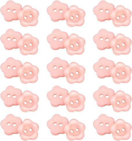100 Pcs 15 mm Small Pink Resin Flower Buttons Flower Floral Shaped Plastic Buttons 2 Hole Sewing Decorative Button Replacement Cute Clothing Craft Button for Shirts Clothes Decorations in Saudi Arabia