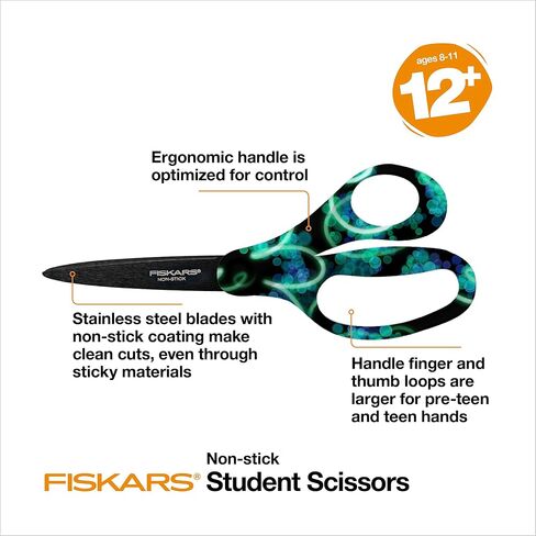 Fiskars® Student Designer Non-stick Scissors, Neon Swirls (7 in.) - 2023 in Saudi Arabia