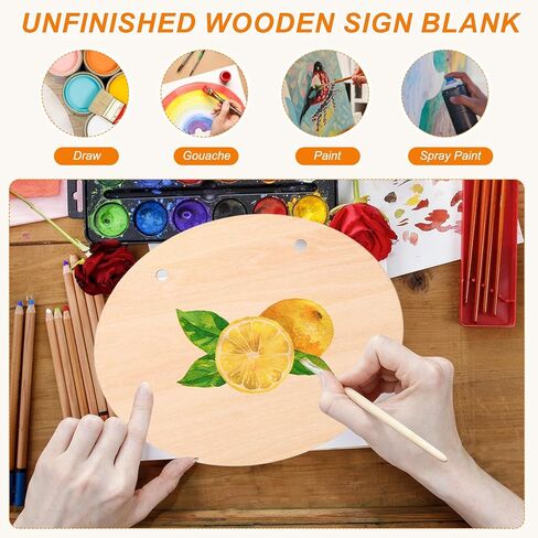 MECCANIXITY Unfinished Hanging Wood Sign Blank with Ropes 6"x5" Unfinished Wood Crafts Boards Wooden Plaques for Crafts DIY Burning Carving Door Wall Decoration, 6 Kinds of Styles, Pack of 12 in Saudi Arabia