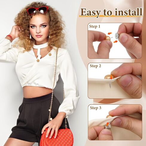 Angoily المضادة للتعرض أزرار بروش للنساء 25 قطعة لا خياطة دبابيس مستديرة لفساتين البلوزات بالأزرار ملابس آمنة التستر الملحقات in Kuwait