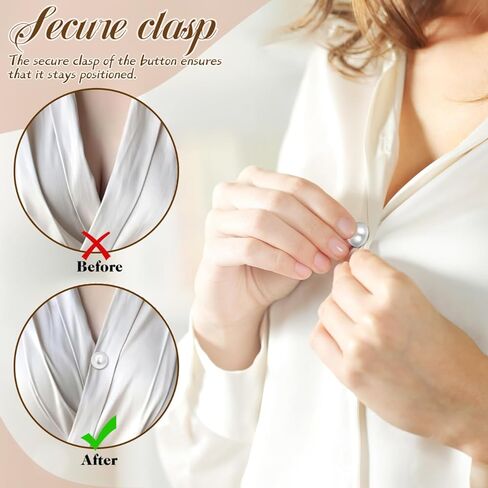 Angoily المضادة للتعرض أزرار بروش للنساء 25 قطعة لا خياطة دبابيس مستديرة لفساتين البلوزات بالأزرار ملابس آمنة التستر الملحقات in Kuwait