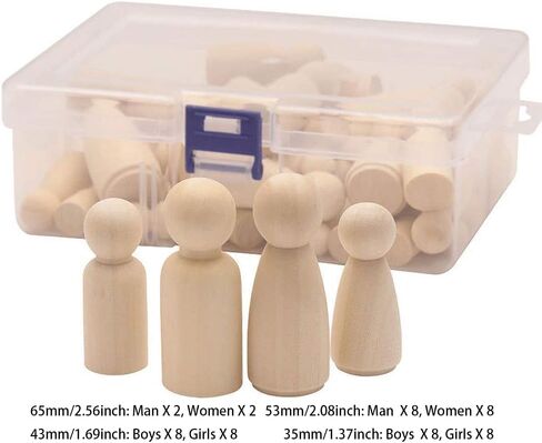 50 عبوة من الدمى والأشكال الخشبية غير المكتملة - أشكال وأحجام متنوعة للحرف اليدوية والرسم وديكور المنزل in Kuwait