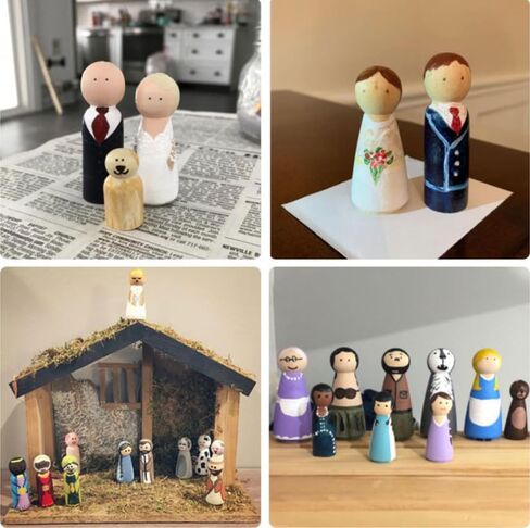 50 عبوة من الدمى والأشكال الخشبية غير المكتملة - أشكال وأحجام متنوعة للحرف اليدوية والرسم وديكور المنزل in Kuwait