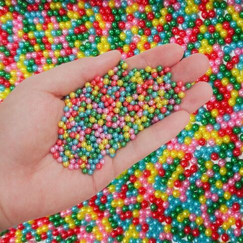 Craft Pearls Small Holeless Faux Pearls, ABS Plastic Beads for DIY Jewelry Making, Nail Art, Decoration (Off-White(4mm/4200 Grains)) in Kuwait