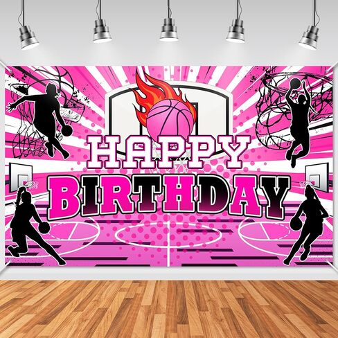 Avezano Basketball Birthday Decorations for Girls Happy Birthday Banner Pink 6 x 3.6 ft Basketball Party Decorations Indoor Outdoor for Girls Women in Saudi Arabia
