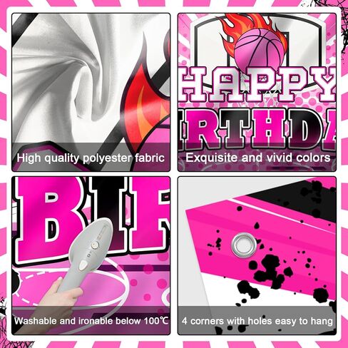 Avezano Basketball Birthday Decorations for Girls Happy Birthday Banner Pink 6 x 3.6 ft Basketball Party Decorations Indoor Outdoor for Girls Women in Saudi Arabia