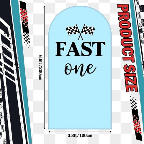 Fast One Birthday Decoration 6.6FT Arch Fast One Backdrop Cover Blue Racing Car Theme 1st Decorations for Boys Happy 1st Birthday Party Decor Black Bday Sign for Arch Backdrop in Kuwait
