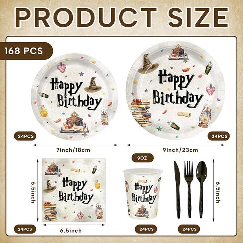 168 قطعة من لوحات المعالج السحري، زينة حفلات أعياد الميلاد، أكواب ورقية للاستعمال مرة واحدة، مجموعة أدوات المائدة، لوازم الحفلات السحرية للأطفال الأولاد، ديكور عيد ميلاد 24 ضيفًا in Kuwait
