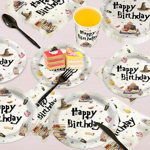 168 قطعة من لوحات المعالج السحري، زينة حفلات أعياد الميلاد، أكواب ورقية للاستعمال مرة واحدة، مجموعة أدوات المائدة، لوازم الحفلات السحرية للأطفال الأولاد، ديكور عيد ميلاد 24 ضيفًا in Kuwait