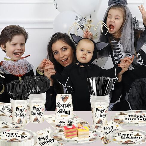 168 قطعة من لوحات المعالج السحري، زينة حفلات أعياد الميلاد، أكواب ورقية للاستعمال مرة واحدة، مجموعة أدوات المائدة، لوازم الحفلات السحرية للأطفال الأولاد، ديكور عيد ميلاد 24 ضيفًا in Kuwait