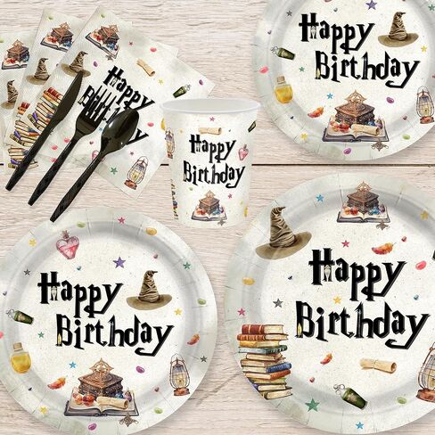 168 قطعة من لوحات المعالج السحري، زينة حفلات أعياد الميلاد، أكواب ورقية للاستعمال مرة واحدة، مجموعة أدوات المائدة، لوازم الحفلات السحرية للأطفال الأولاد، ديكور عيد ميلاد 24 ضيفًا in Kuwait