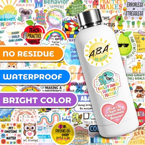 200PCS ABA Stickers for Kids Therapists, Applied Behavior Analysis Stickers for Water Bottle Laptop, Waterproof Vinyl ABA Decals for Class Rewards Office Decor in Kuwait