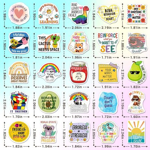 200PCS ABA Stickers for Kids Therapists, Applied Behavior Analysis Stickers for Water Bottle Laptop, Waterproof Vinyl ABA Decals for Class Rewards Office Decor in Kuwait