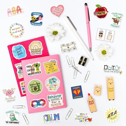 200PCS ABA Stickers for Kids Therapists, Applied Behavior Analysis Stickers for Water Bottle Laptop, Waterproof Vinyl ABA Decals for Class Rewards Office Decor in Kuwait