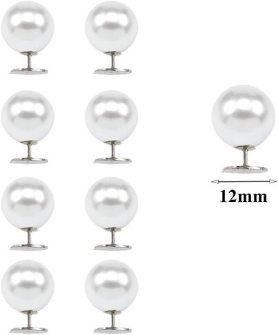 10Pcs 12MM White No Sew Pearl Buttons Reusable Removable Decorative Pins Crafts Brooch Button for Shirt Dress Sweaters Shawl Decorations DIY Crafts in Saudi Arabia