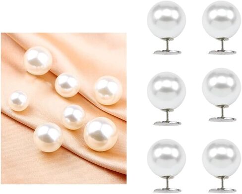 10Pcs 12MM White No Sew Pearl Buttons Reusable Removable Decorative Pins Crafts Brooch Button for Shirt Dress Sweaters Shawl Decorations DIY Crafts in Saudi Arabia