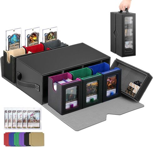 صندوق MTG Commander Deck Box، حافظة بطاقات معيارية مكونة من 6 أسطح مع صينية النرد، تحمل أكثر من 600 بطاقة مزدوجة الأكمام، حاملات بطاقات مغناطيسية 35PT، صندوق تخزين بطاقات التداول قابل للإزالة لـ TCG وEDH، متعدد الألوان in Saudi Arabia