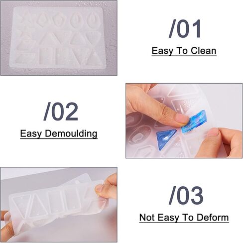 الهندسة الراتنج القرط سيليكون قوالب قلادة مع خطاف القرط حلقات القفز الراتنج قوالب الصب DIY القرط صنع عدة لسلسلة المفاتيح صناعة المجوهرات الحرفية in Saudi Arabia