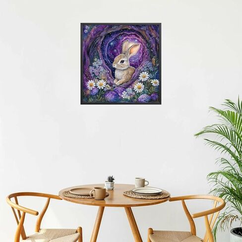 nwqzbyht مجموعات الفن الماس أرنب للبالغين، مجموعات الرسم الماس 5d للبالغين، diy جولة الحفر الكامل الزهور جوهرة الفن مجموعات للمبتدئين، الماس النقاط صورة الحرف ديكور جدار المنزل 13.78x13.78 بوصة in Kuwait