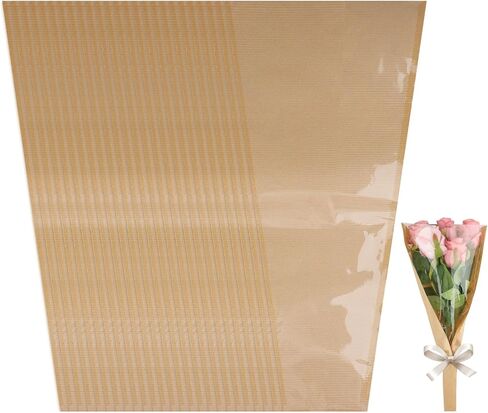 Motroce 50 PCS Flower Bags for Bouquets, 9.5 x 17.9 Inches Flower Wrapping Bags, Kraft Paper Floral Packing Sleeves Bouquet Bag Bulk for Florist's Floral Gift Bag Wedding Graduation, Brown in Saudi Arabia
