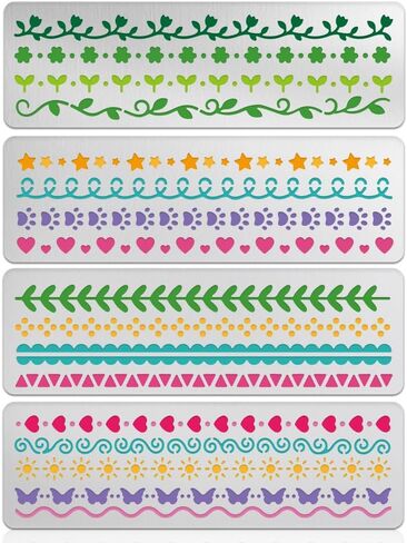 UNICRAFTALE 4pcs Long Border Metal Stencils Retro Stainless Steel Cute Frame Template Reusable Bookmark Label Template Stencil for Card Making DIY Scrapbooking in Saudi Arabia