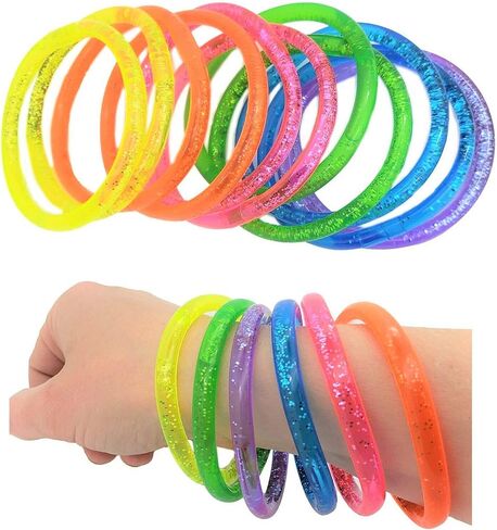 6" LIQUID Super GLITTER Colorful BRACELET (48 Pack) Bright Neon Colors. Cool Bracelets for Party Favor, Stocking Stuffers, Birthday Parties, Fundraisers, Giveaways or Prizes! in Saudi Arabia