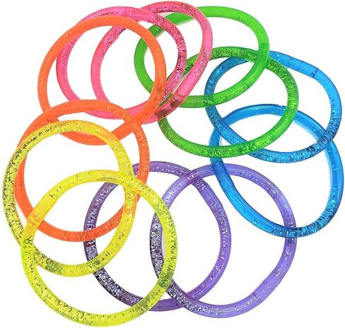6" LIQUID Super GLITTER Colorful BRACELET (48 Pack) Bright Neon Colors. Cool Bracelets for Party Favor, Stocking Stuffers, Birthday Parties, Fundraisers, Giveaways or Prizes! in Saudi Arabia