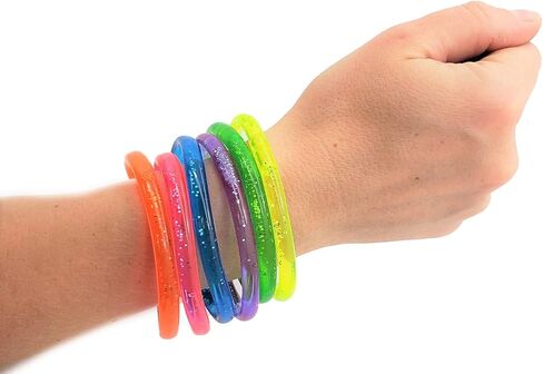 6" LIQUID Super GLITTER Colorful BRACELET (48 Pack) Bright Neon Colors. Cool Bracelets for Party Favor, Stocking Stuffers, Birthday Parties, Fundraisers, Giveaways or Prizes! in Saudi Arabia