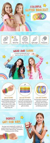 6" LIQUID Super GLITTER Colorful BRACELET (48 Pack) Bright Neon Colors. Cool Bracelets for Party Favor, Stocking Stuffers, Birthday Parties, Fundraisers, Giveaways or Prizes! in Saudi Arabia