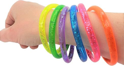 6" LIQUID Super GLITTER Colorful BRACELET (48 Pack) Bright Neon Colors. Cool Bracelets for Party Favor, Stocking Stuffers, Birthday Parties, Fundraisers, Giveaways or Prizes! in Saudi Arabia