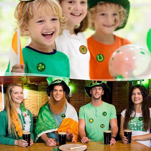 48 Pcs St Patrick's Day Mini Buttons Pins Shamrock Irish Green Badges St. Patrick's Day Decoration Lucky Gold Beer for Party Favor Supplies, 16 Patterns in Saudi Arabia