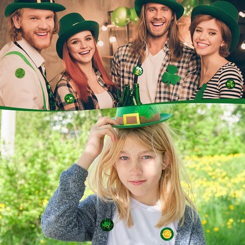 48 Pcs St Patrick's Day Mini Buttons Pins Shamrock Irish Green Badges St. Patrick's Day Decoration Lucky Gold Beer for Party Favor Supplies, 16 Patterns in Saudi Arabia