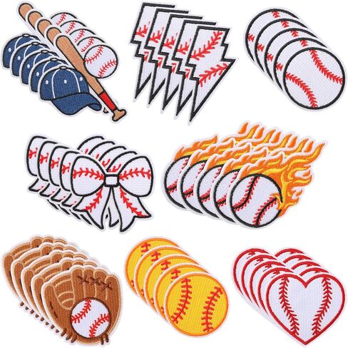 Liitrsh 40 Pcs Baseball Iron on Patches Sports Patches Sew on Embroidered Applique for Hat Clothing Holes Backpack DIY Craft in Saudi Arabia