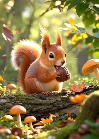 PINFFSHU Dimond Art Paintings for Adults Cute Autumn Squirrel 5D Diamond Painting Full Round Drill DIY Gem Art Relaxing Craft for Beginners & Teens Animal Home Wall Decor Gift 12x16 Inch in Saudi Arabia