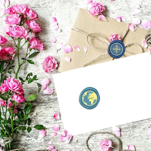 Earth Wax Stamps Round Removable Sealed Brass Wax Stamp Heads with Handle for Cards Decorating Birthday Cards Notebook Gifts in Saudi Arabia