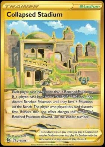 بوكيمون - الملعب المنهار - 215/196 Lost Origin - رقائق هولو الذهبية النادرة السرية in Kuwait