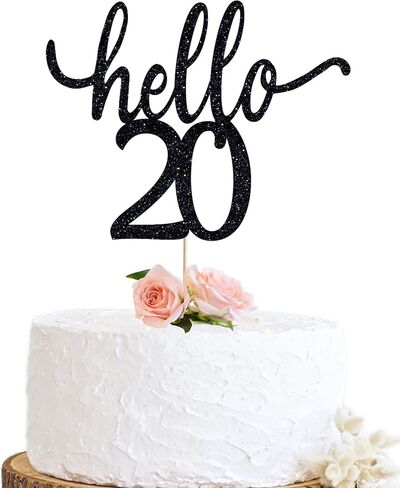 Hello 18 Birthday Cake Topper,Funny 18th Birthday Party Decorations Happy 18th Cake topper for girls, Black Glitter 18 Party Decorations For boy in Saudi Arabia