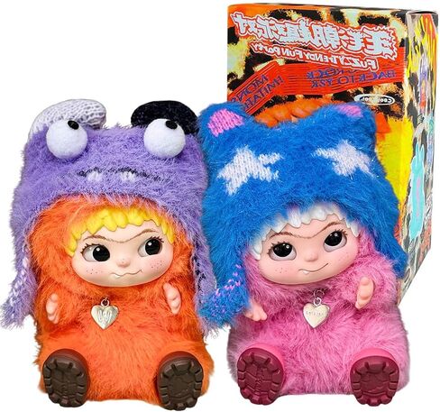 WAKUKU Fuzzy Trendy Fun Party Series صندوق مخملي من الفينيل قطعة واحدة (1 من 7 أنماط محتملة) شخصيات لطيفة ألعاب قابلة للجمع هدايا عيد الميلاد (قطعة واحدة من صندوق أعمى) in Saudi Arabia
