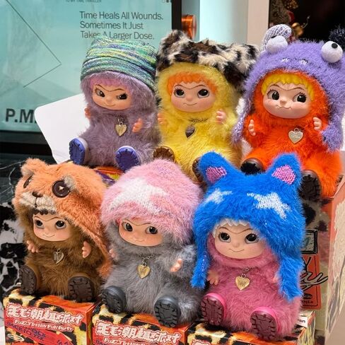 WAKUKU Fuzzy Trendy Fun Party Series صندوق مخملي من الفينيل قطعة واحدة (1 من 7 أنماط محتملة) شخصيات لطيفة ألعاب قابلة للجمع هدايا عيد الميلاد (قطعة واحدة من صندوق أعمى) in Saudi Arabia