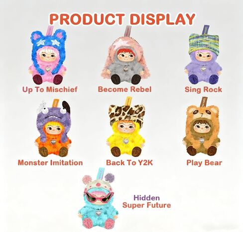 WAKUKU Fuzzy Trendy Fun Party Series صندوق مخملي من الفينيل قطعة واحدة (1 من 7 أنماط محتملة) شخصيات لطيفة ألعاب قابلة للجمع هدايا عيد الميلاد (قطعة واحدة من صندوق أعمى) in Saudi Arabia