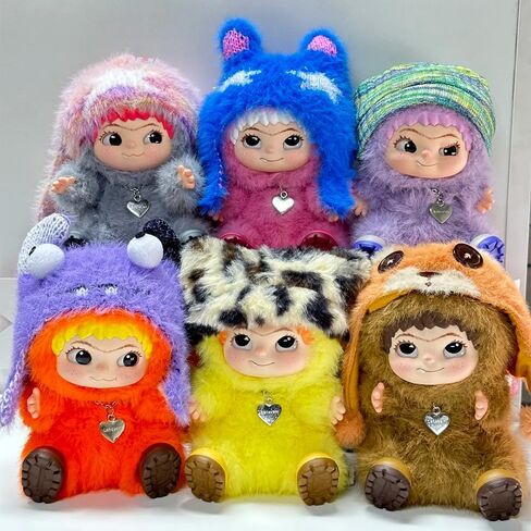 WAKUKU Fuzzy Trendy Fun Party Series صندوق مخملي من الفينيل قطعة واحدة (1 من 7 أنماط محتملة) شخصيات لطيفة ألعاب قابلة للجمع هدايا عيد الميلاد (قطعة واحدة من صندوق أعمى) in Saudi Arabia