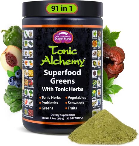 Dragon Herbs – Tonic Alchemy - Single Serving Packet – Super Greens Powder Smoothie Mix with Tonic Herbs, Mushrooms, Probiotics, Greens, Seaweeds, Fruits, Vegetables in Saudi Arabia