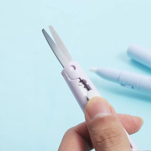 Purple Mini Pen Style Shears,Folding Student Portable Scissor with Cover,Ceramic Pencutter Stainless Steel Shears Office Cutting Tools,Scissors in Saudi Arabia