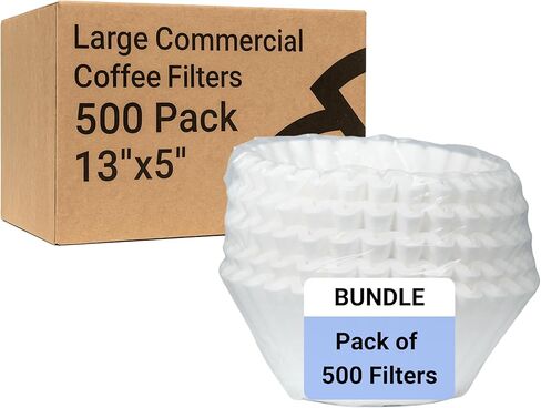 13" x 5" Commercial Coffee Filters - 500 COUNT- FETCO 002 Style - Compatible with Single & Double Pot Brewers - FSC Certified Pure Paper in Saudi Arabia