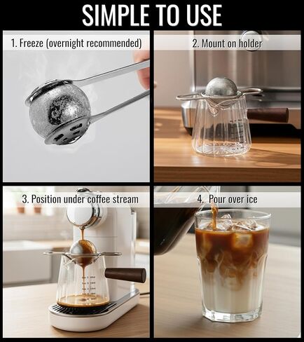 Espresso Cooling Ball, Ice Coffee Ball Reduces Dilution & Bitterness for Smoother Iced Coffee, Extract Chilling Espresso Ball in 40mm and 50mm size, Gift for Coffee Lovers in Saudi Arabia