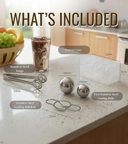 Espresso Cooling Ball, Ice Coffee Ball Reduces Dilution & Bitterness for Smoother Iced Coffee, Extract Chilling Espresso Ball in 40mm and 50mm size, Gift for Coffee Lovers in Saudi Arabia